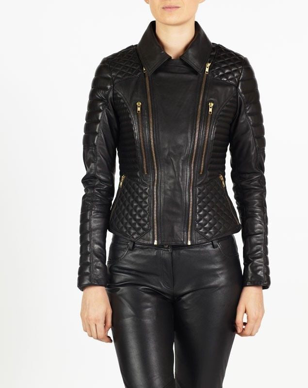 Biker / Motorcycle Jacket - Women Real Lambskin Leather Jacket KW016 - Koza Leathers