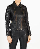 Biker / Motorcycle Jacket - Women Real Lambskin Leather Biker Jacket KW037 - Koza Leathers