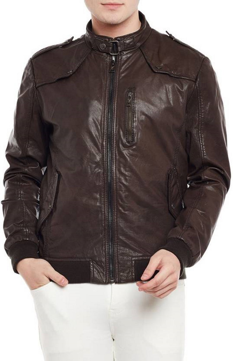 Biker Jacket - Men Real Lambskin Motorcycle Leather Biker Jacket KM401 - Koza Leathers