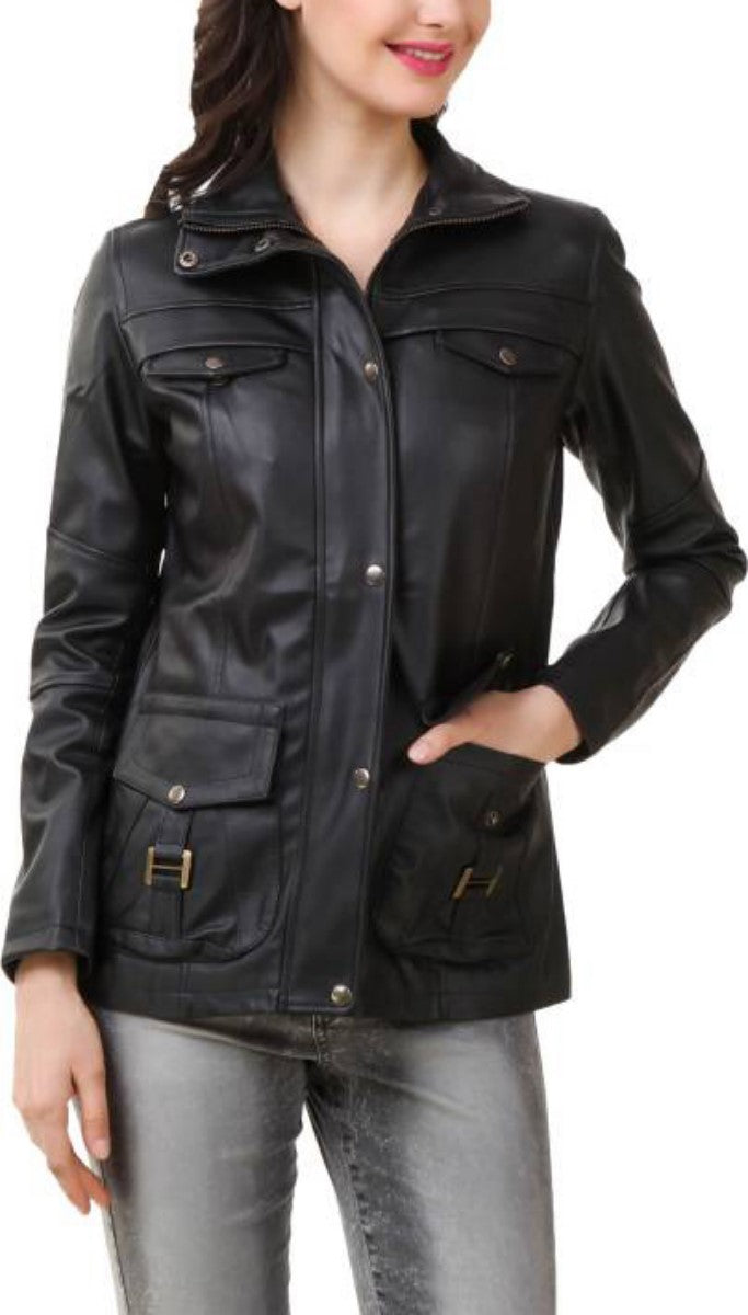 Biker / Motorcycle Jacket - Women Real Lambskin Leather Biker Jacket KW395 - Koza Leathers