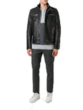 Biker Jacket - Men Real Lambskin Motorcycle Leather Biker Jacket KM378 - Koza Leathers