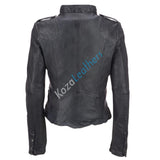 Biker / Motorcycle Jacket - Women Real Lambskin Leather Biker Jacket KW115 - Koza Leathers