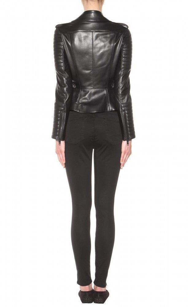 Biker / Motorcycle Jacket - Women Real Lambskin Leather Biker Jacket KW039 - Koza Leathers