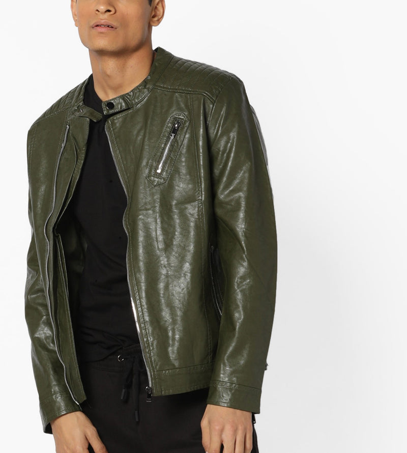 Biker Jacket - Men Real Lambskin Motorcycle Leather Biker Jacket KM623 - Koza Leathers