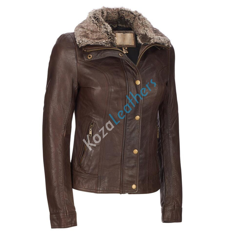 Biker / Motorcycle Jacket - Women Real Lambskin Leather Biker Jacket KW116 - Koza Leathers