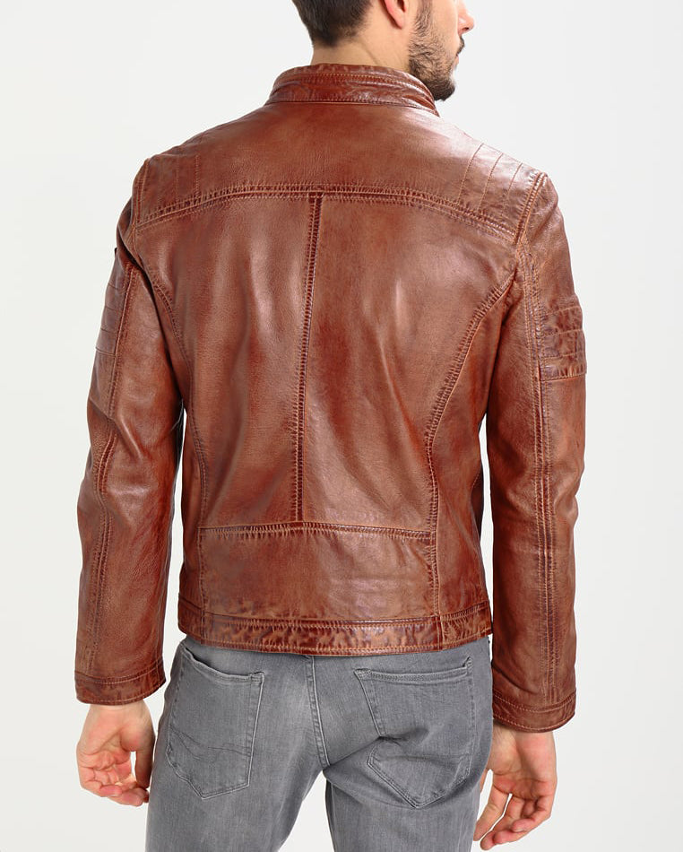 Biker Jacket - Men Real Lambskin Motorcycle Leather Biker Jacket KM254 - Koza Leathers