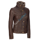 Biker / Motorcycle Jacket - Women Real Lambskin Leather Biker Jacket KW116 - Koza Leathers