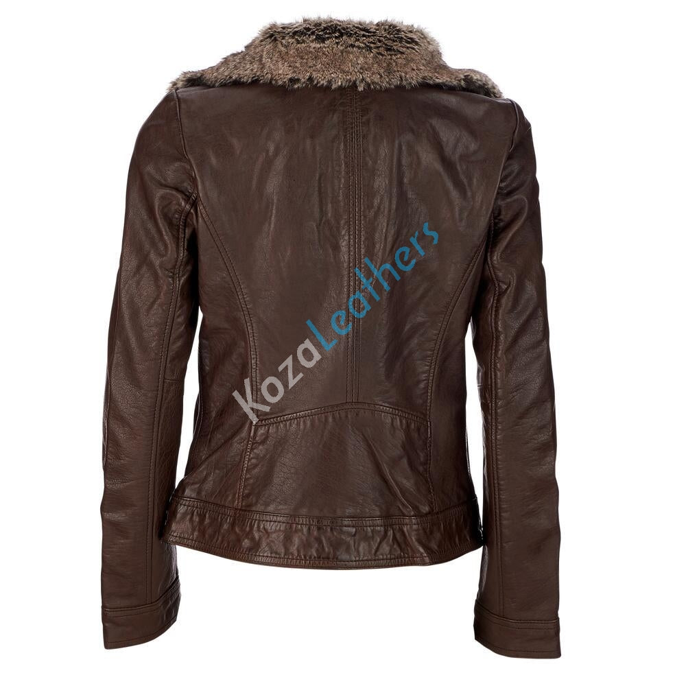 Biker / Motorcycle Jacket - Women Real Lambskin Leather Biker Jacket KW116 - Koza Leathers