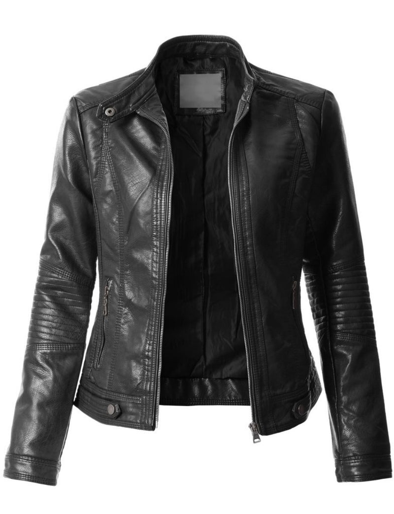 Biker / Motorcycle Jacket - Women Real Lambskin Leather Biker Jacket KW303 - Koza Leathers