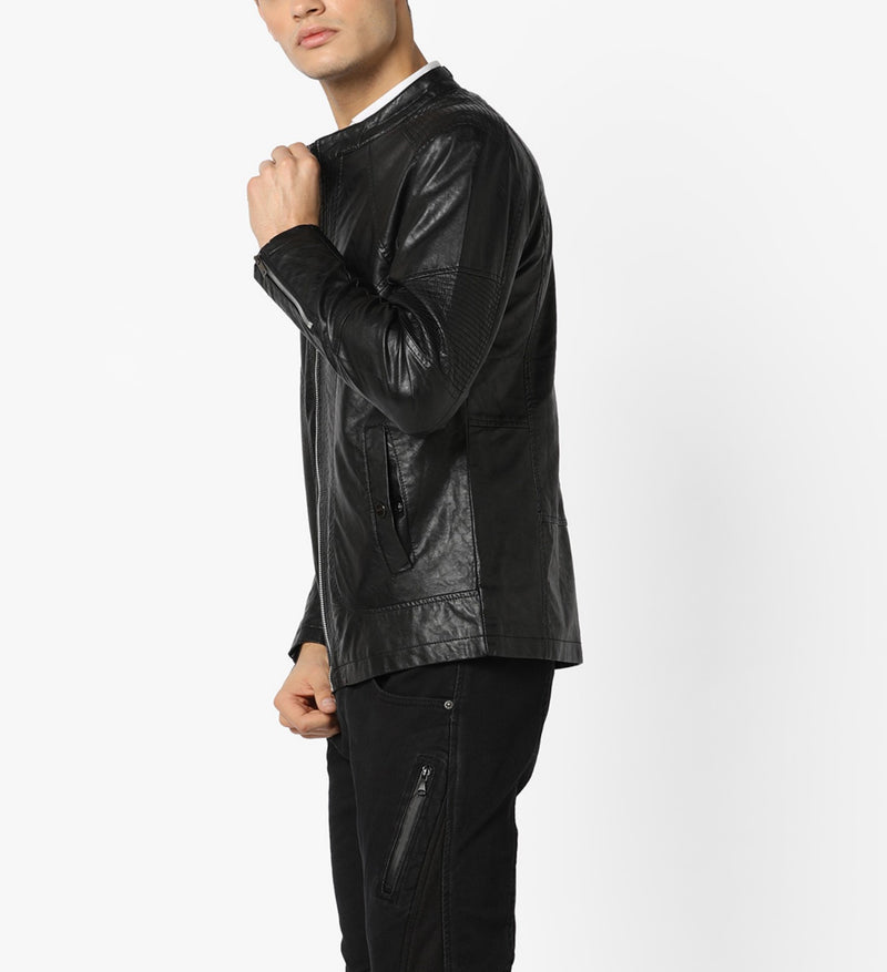 Biker Jacket - Men Real Lambskin Motorcycle Leather Biker Jacket KM624 - Koza Leathers