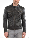 Biker Jacket - Men Real Lambskin Leather Jacket KM020 - Koza Leathers