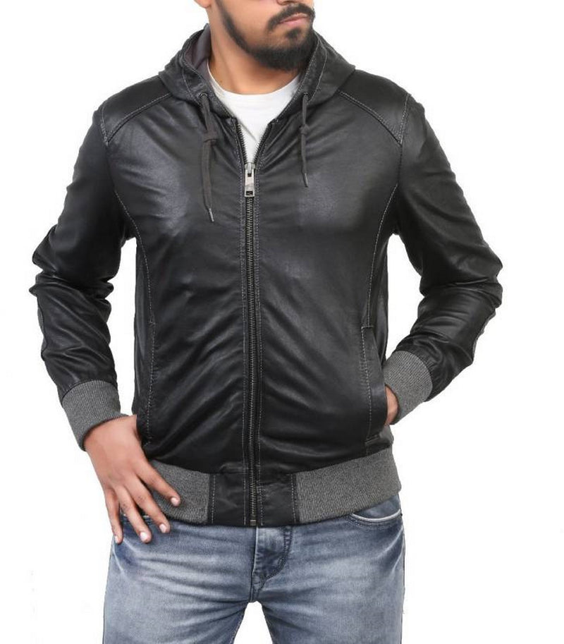 Biker Jacket - Men Real Lambskin Motorcycle Leather Biker Jacket KM404 - Koza Leathers