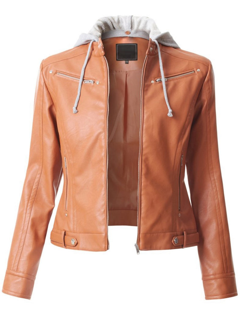 Biker / Motorcycle Jacket - Women Real Lambskin Leather Biker Jacket KW304 - Koza Leathers