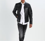 Biker Jacket - Men Real Lambskin Motorcycle Leather Biker Jacket KM256 - Koza Leathers