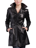 Koza Leathers Women's Genuine Lambskin Trench Coat Real Leather Jacket TC004