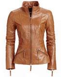 Biker / Motorcycle Jacket - Women Real Lambskin Leather Biker Jacket KW305 - Koza Leathers