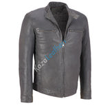 Biker Jacket - Men Real Lambskin Motorcycle Leather Biker Jacket KM166 - Koza Leathers