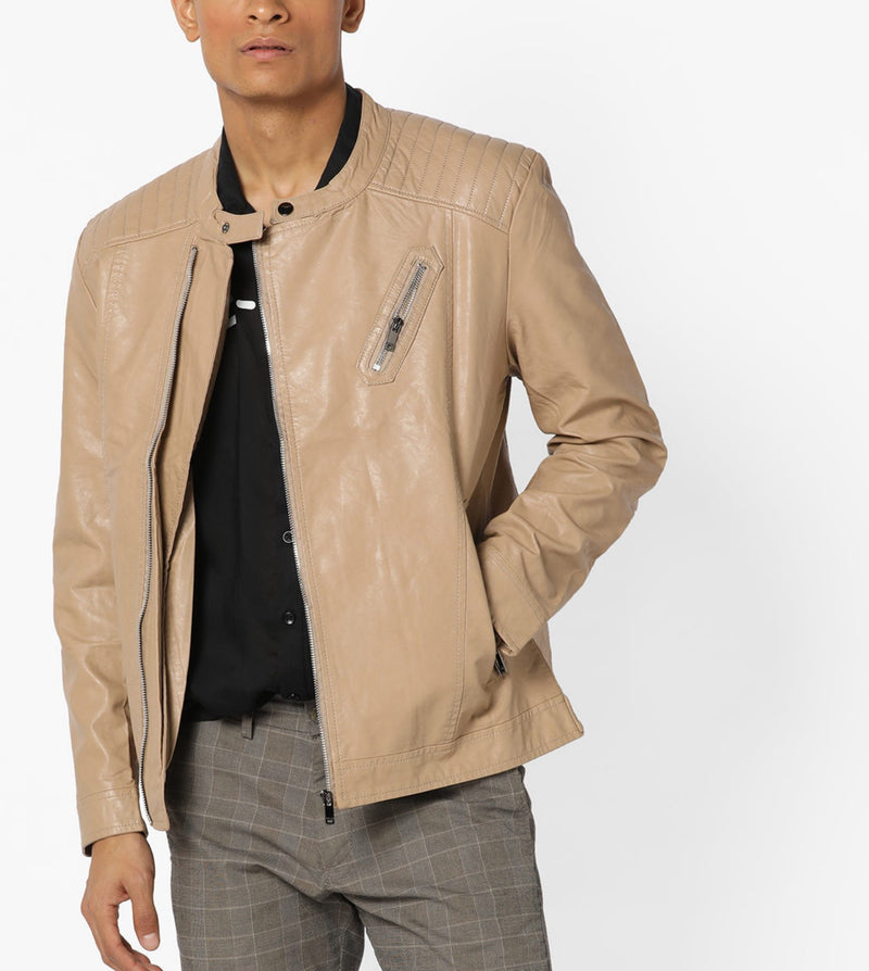 Biker Jacket - Men Real Lambskin Motorcycle Leather Biker Jacket KM626 - Koza Leathers