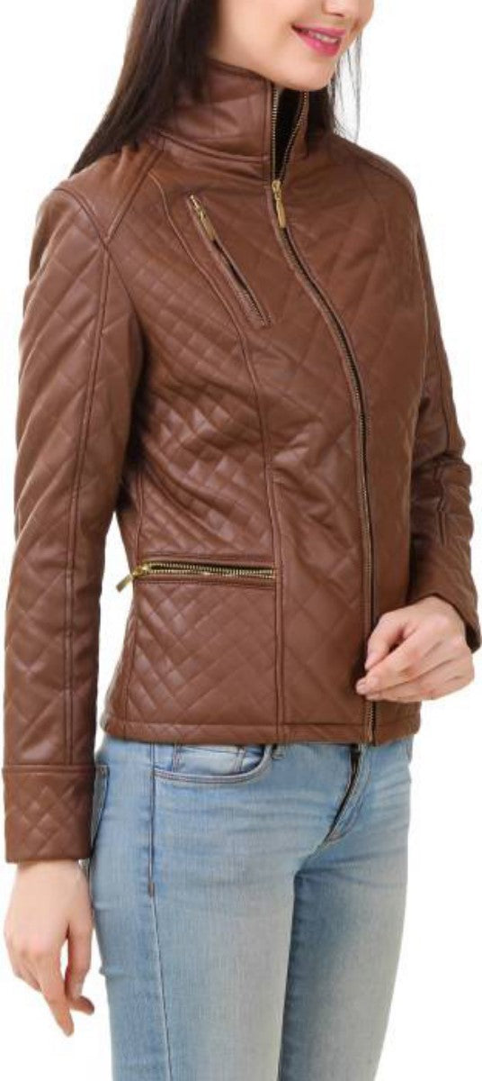 Biker / Motorcycle Jacket - Women Real Lambskin Leather Biker Jacket KW398 - Koza Leathers