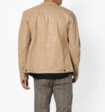 Biker Jacket - Men Real Lambskin Motorcycle Leather Biker Jacket KM626 - Koza Leathers