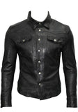 Men's Genuine Lambskin Leather Shirt Jacket MSH008