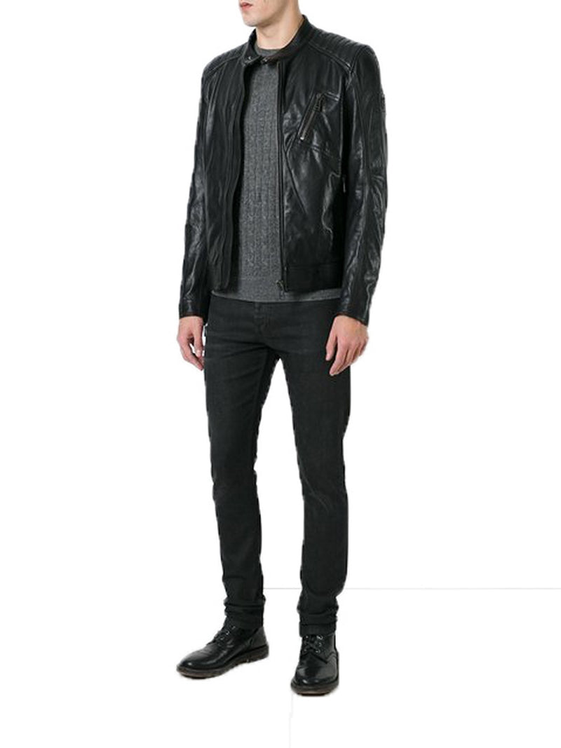 Biker Jacket - Men Real Lambskin Motorcycle Leather Biker Jacket KM355 - Koza Leathers