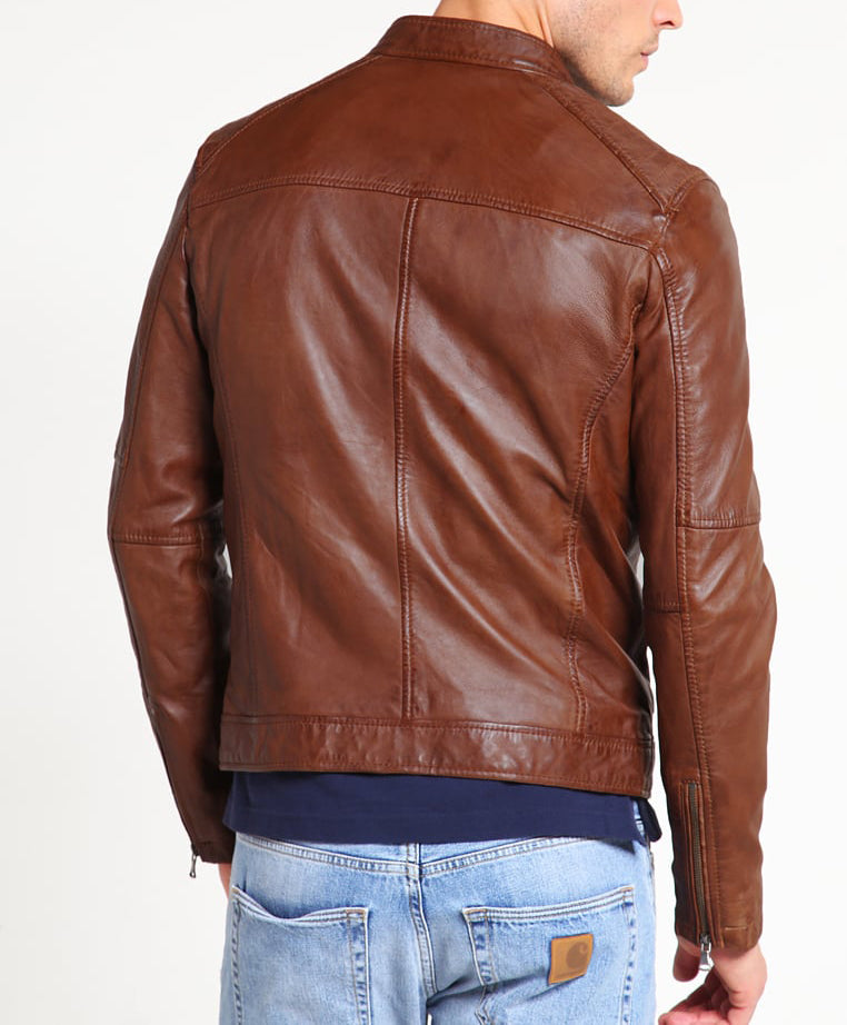 Biker Jacket - Men Real Lambskin Motorcycle Leather Biker Jacket KM230 - Koza Leathers
