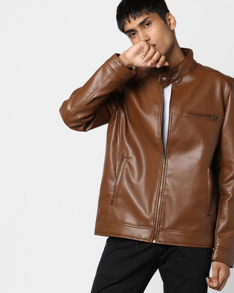 Biker Jacket - Men Real Lambskin Motorcycle Leather Biker Jacket KM599 - Koza Leathers