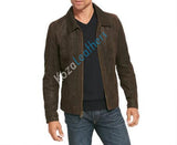 Koza Leathers Men's Genuine Lambskin Leather Biker Hooded Bomber Jacket NJ006