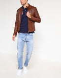 Biker Jacket - Men Real Lambskin Motorcycle Leather Biker Jacket KM230 - Koza Leathers