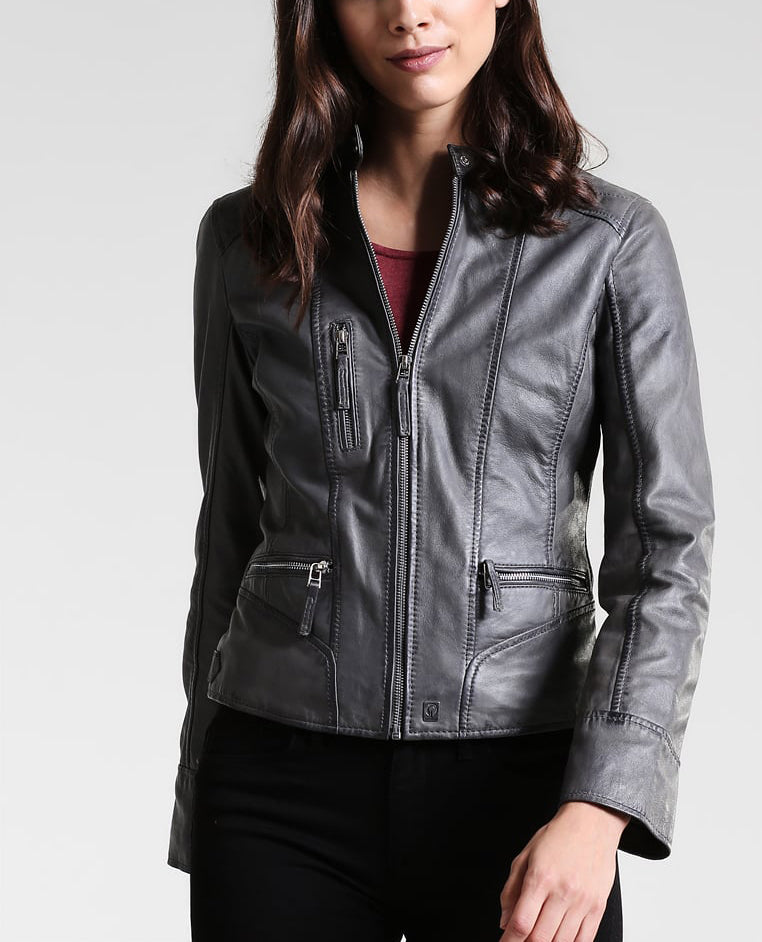 Biker / Motorcycle Jacket - Women Real Lambskin Leather Biker Jacket KW214 - Koza Leathers