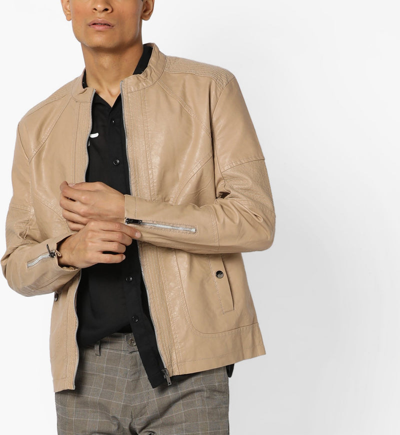 Biker Jacket - Men Real Lambskin Motorcycle Leather Biker Jacket KM627 - Koza Leathers