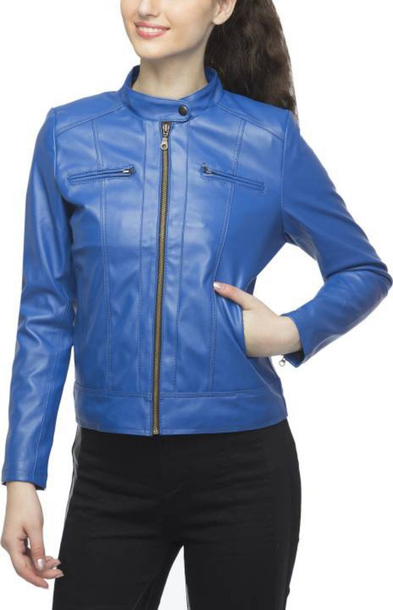 Biker / Motorcycle Jacket - Women Real Lambskin Leather Biker Jacket KW399 - Koza Leathers