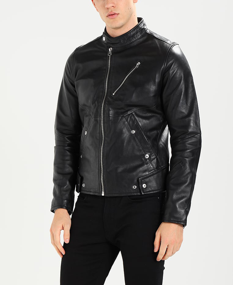 Biker Jacket - Men Real Lambskin Motorcycle Leather Biker Jacket KM258 - Koza Leathers
