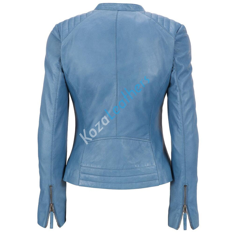 Biker / Motorcycle Jacket - Women Real Lambskin Leather Biker Jacket KW119 - Koza Leathers