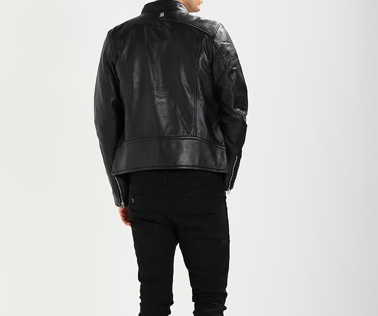 Biker Jacket - Men Real Lambskin Motorcycle Leather Biker Jacket KM258 - Koza Leathers