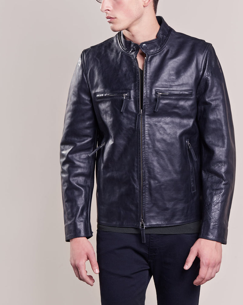 Biker Jacket - Men Real Lambskin Motorcycle Leather Biker Jacket KM259 - Koza Leathers