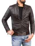 Biker Jacket - Men Real Lambskin Motorcycle Leather Biker Jacket KM407 - Koza Leathers