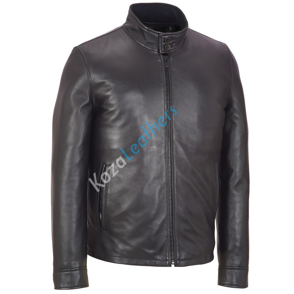Biker Jacket - Men Real Lambskin Motorcycle Leather Biker Jacket KM168 - Koza Leathers