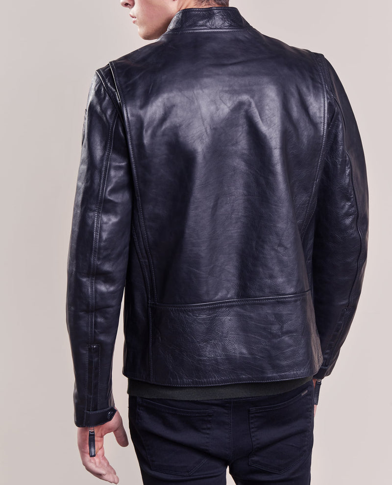 Biker Jacket - Men Real Lambskin Motorcycle Leather Biker Jacket KM259 - Koza Leathers