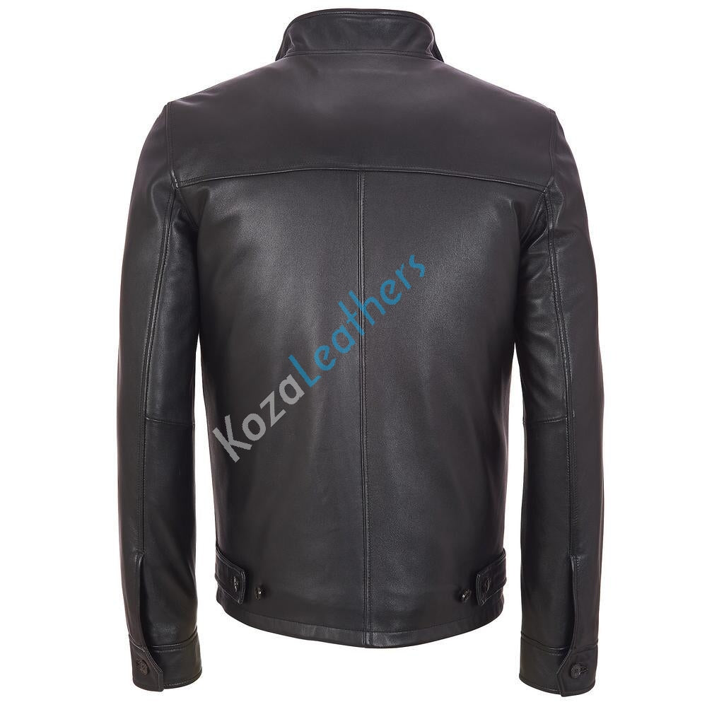 Biker Jacket - Men Real Lambskin Motorcycle Leather Biker Jacket KM168 - Koza Leathers
