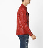 Biker Jacket - Men Real Lambskin Motorcycle Leather Biker Jacket KM628 - Koza Leathers