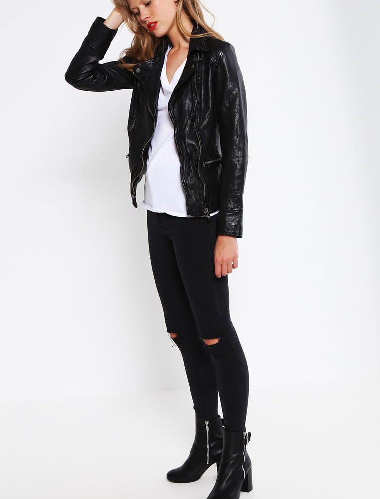 Biker / Motorcycle Jacket - Women Real Lambskin Leather Biker Jacket KW215 - Koza Leathers