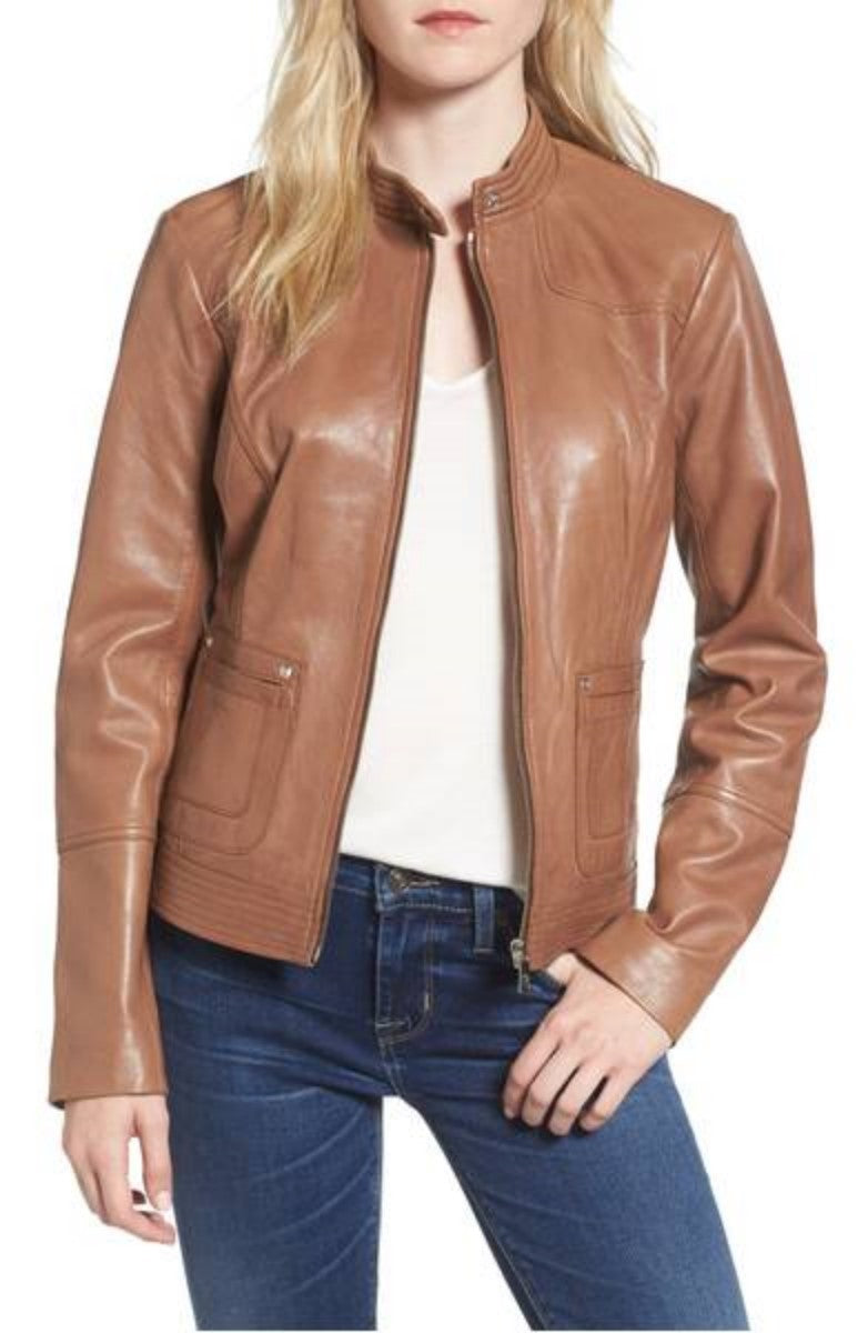 Biker / Motorcycle Jacket - Women Real Lambskin Leather Biker Jacket KW308 - Koza Leathers