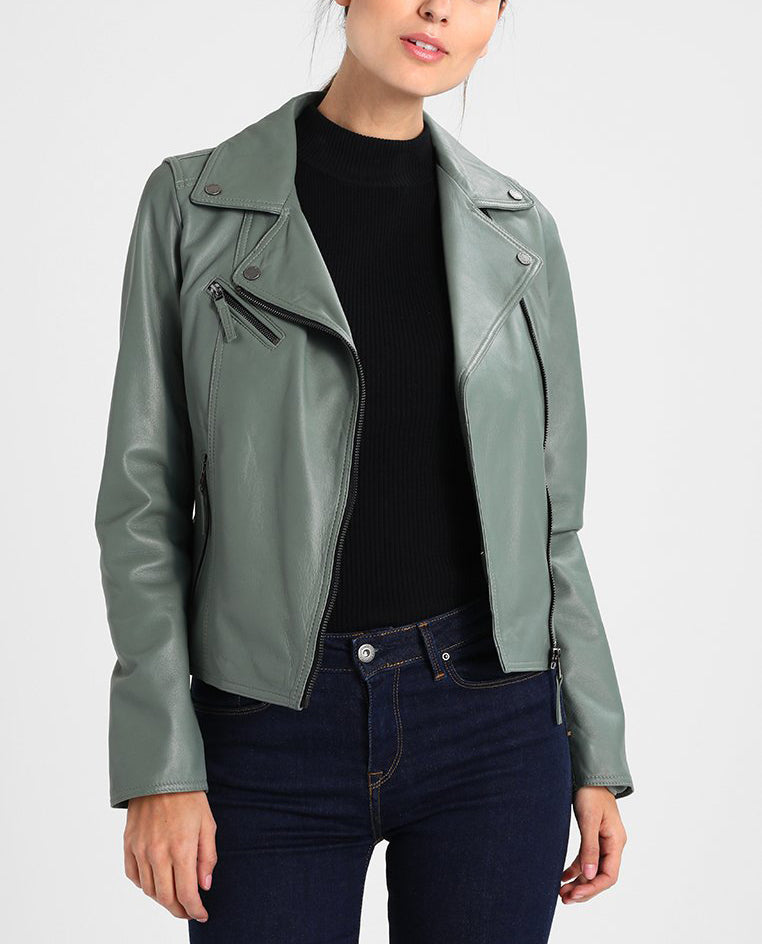 Biker / Motorcycle Jacket - Women Real Lambskin Leather Biker Jacket KW216 - Koza Leathers