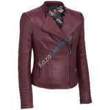 Biker / Motorcycle Jacket - Women Real Lambskin Leather Biker Jacket KW120 - Koza Leathers