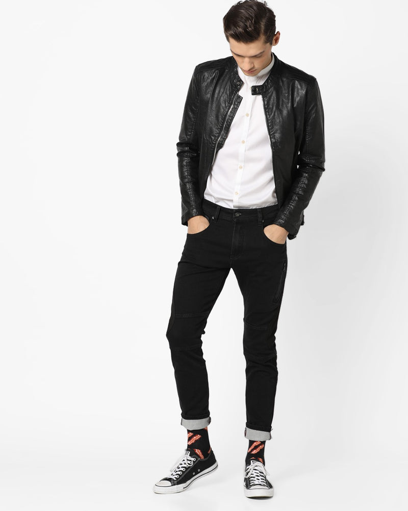 Biker Jacket - Men Real Lambskin Motorcycle Leather Biker Jacket KM629 - Koza Leathers