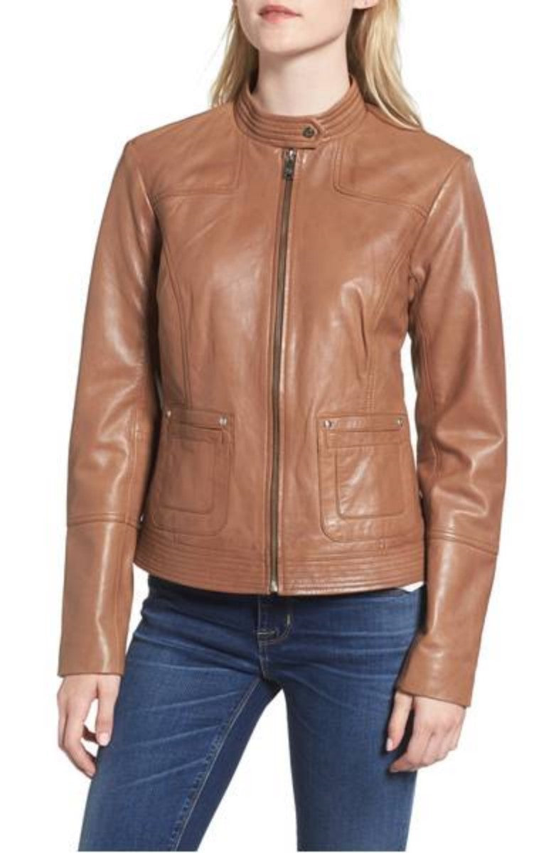 Biker / Motorcycle Jacket - Women Real Lambskin Leather Biker Jacket KW308 - Koza Leathers