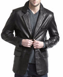 Leather Blazer - Men Real Sheepskin Leather Blazer KB006 - Koza Leathers