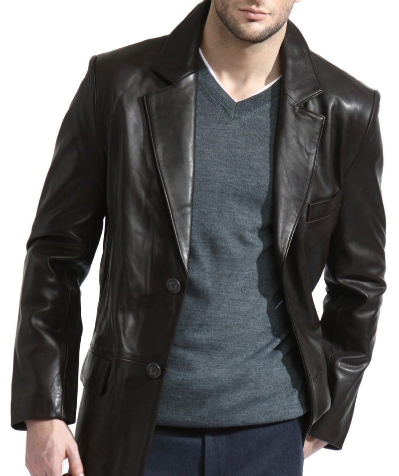Leather Blazer - Men Real Sheepskin Leather Blazer KB006 - Koza Leathers